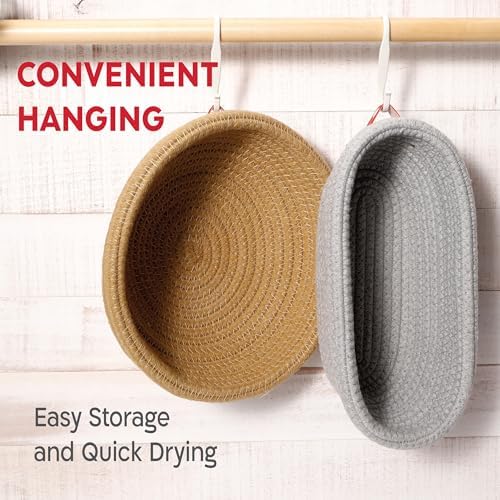 KneadAce Cotton Rope Banneton Basket Set, Oval & Round