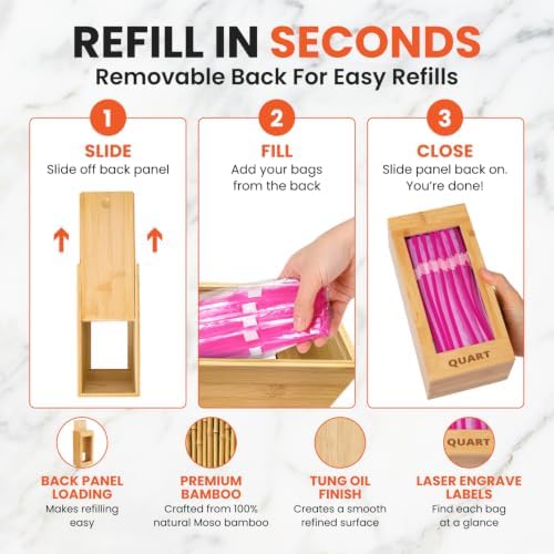 mHomeAid Bamboo Bag Storage Organizer for Kitchen Drawer