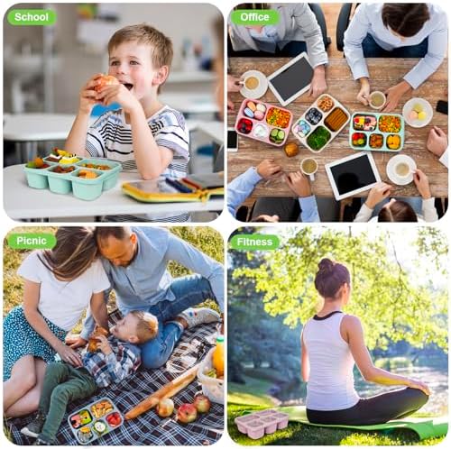 Bento Lunch Boxes - Reusable 5-Compartment Food Lunchables Containers