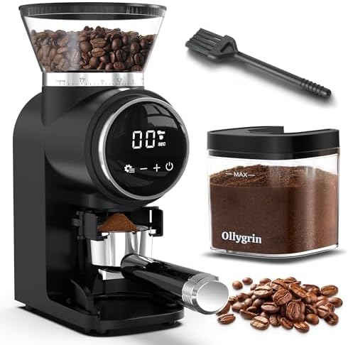 Ollygrin Electric Conical Burr Coffee Grinder, 30 Settings