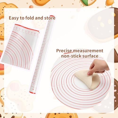 Qinyoung 20 Pcs Rolling Pin Set, 2 Wood Rollers 16 Rings Silicone Mats