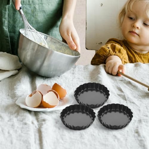 PRETYZOOM Mini Tart Pans with Removable Bottom 3.85 Inch Carbon Steel