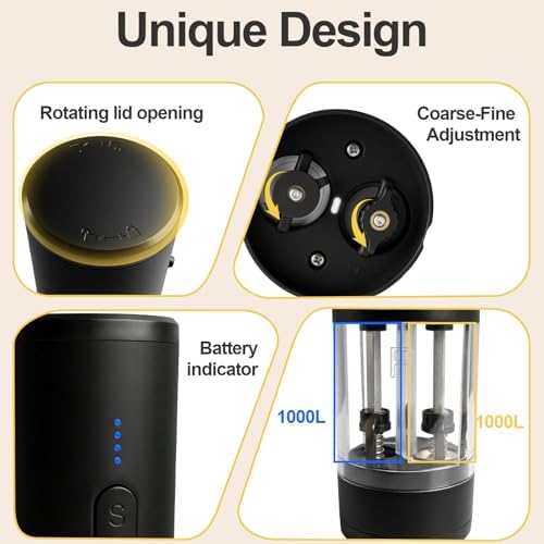 Electric Salt and Pepper Grinder Set, USB-Rechargeable, Black