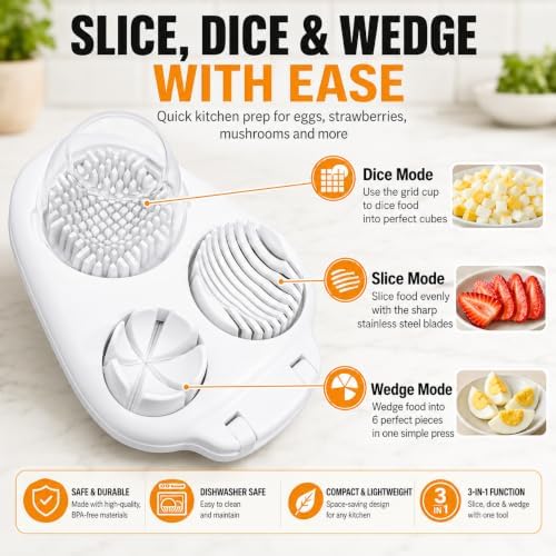 3-in-1 Egg and Strawberry Slicer, White