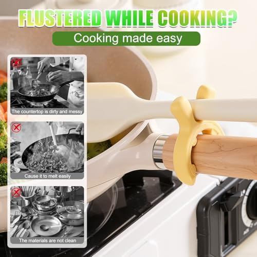 3Pcs Multifunction Silicone Pot Handle Spatula Rack,Kitchen Pot Lid
