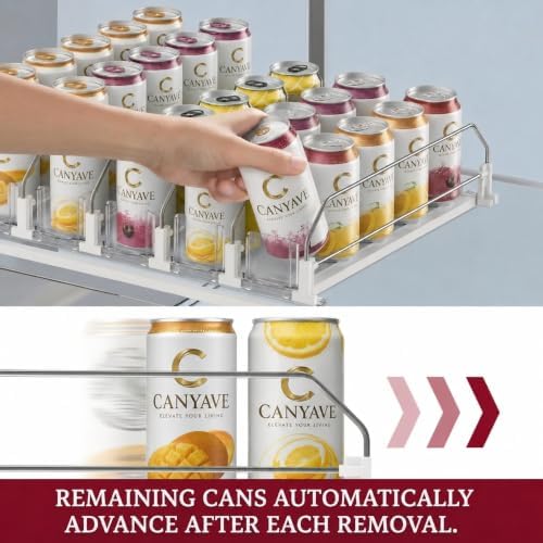 Canyave Self-Pushing Beverage Organizer for Fridge, Clear