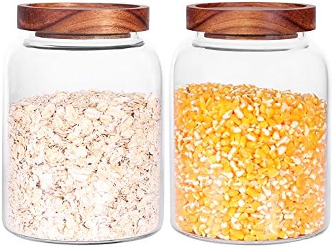 Glass Storage Jars with Airtight Lids, Set of 2 42 FL OZ (1250ml)