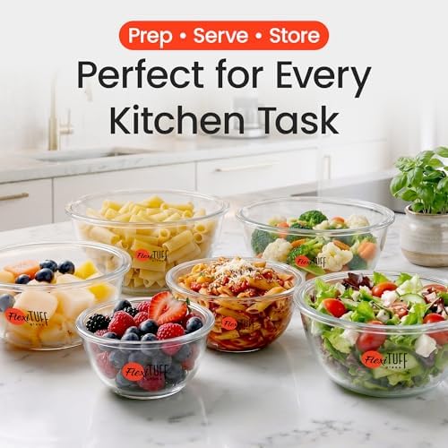 14pcs Set Salad Bowls (7 Airtight & 7 Lids) | Clear Salad Mixing Bowl
