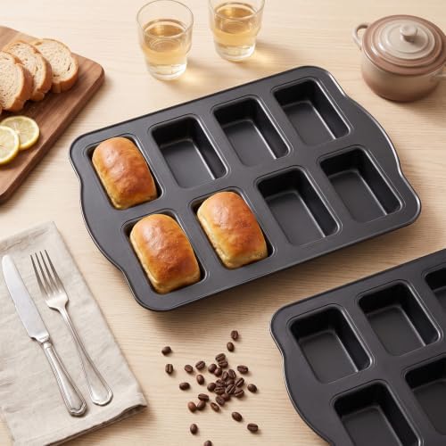 4Pcs Mini Loaf Baking Pans 8-Cavity, Nonstick Small Cornbread Pan