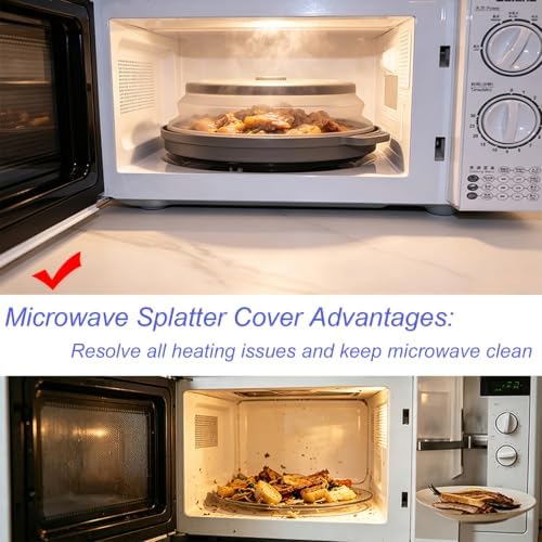 10.6" Microwave Splatter Cover with Anti-Scald Base Tray, Collapsible