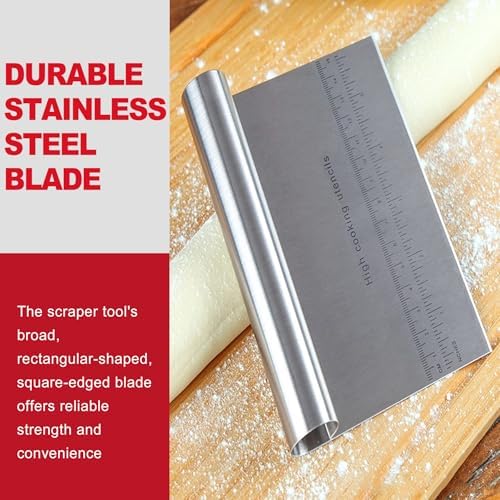 2 Pack Stainless Steel Dough Scraper and Dough Scrapers Set, or Baking