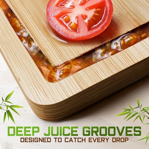 Bamboo Cutting Board Set of 3 (15x10, 12x9, 9x6) – Extra-Thick, Deep