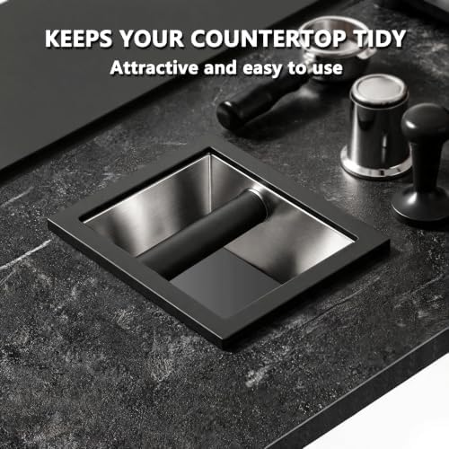 Espresso Knock Box,Built-in Desktop Stainless Steel coffee knock box