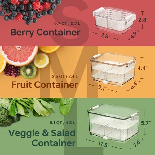 Felli Duo Fresh Produce Saver Container with Vent and Drainage
