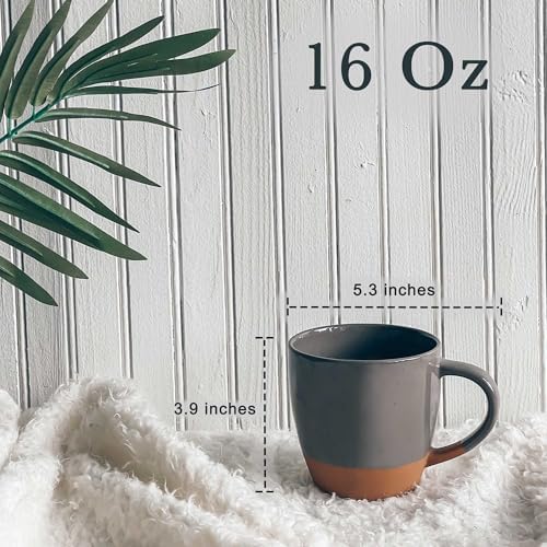 MORA Ceramic Large Latte Mug Set of 4, 16oz - Microwavable, Porcelain