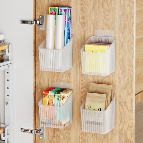 NiHome 4-Pack Cabinet Door Organizer, Adhesive RV Camper Wall Storage