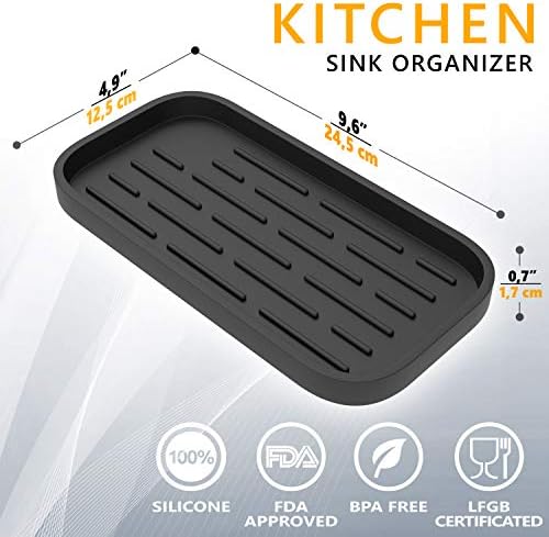ZAPPOWARE Silicone Sink Organizer Tray, 9.6"x4.9"