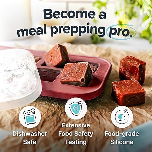 Souper Cubes 2 Tbsp Silicone Freezer Molds with Lids, Cranberry