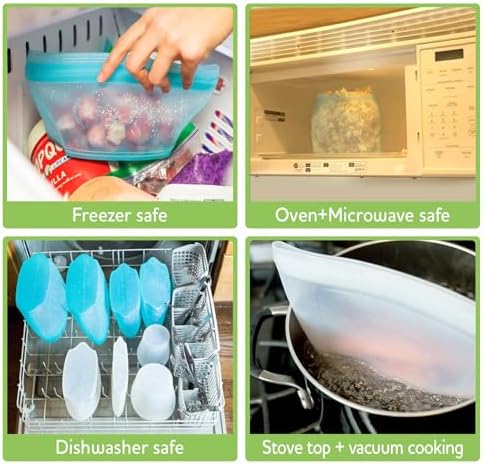 Zip Standing Reusable Silicone Food Storage Bag, Stand Up Food Storage