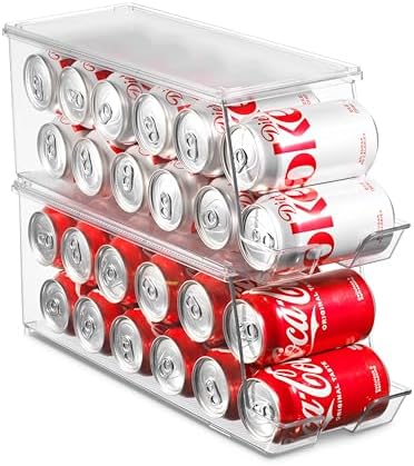 Set of 2 Stackable Soda Can Dispensers for Fridge, Holds 12 Cans