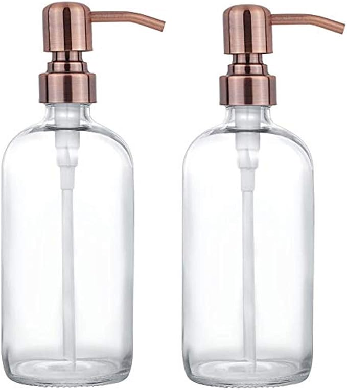 2 Pack Thick Clear Glass Pint Jar Soap Dispenser by Unknown