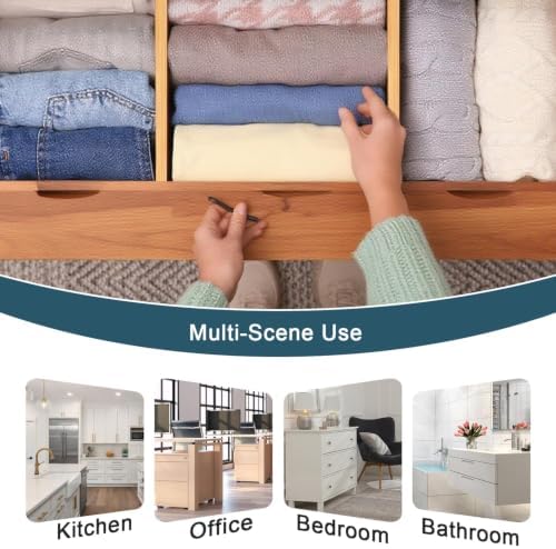 Lzerking Bamboo Drawer Dividers 4.65" High, Adjustable Dresser Drawer
