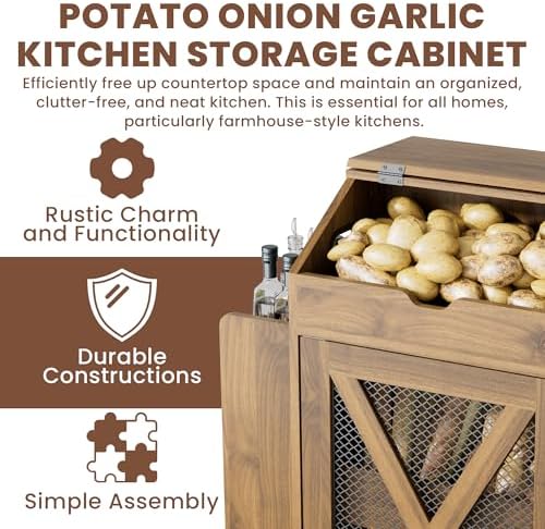 Potato and Onion Storage Bin, Movable Fruit and Vegetable Bin with
