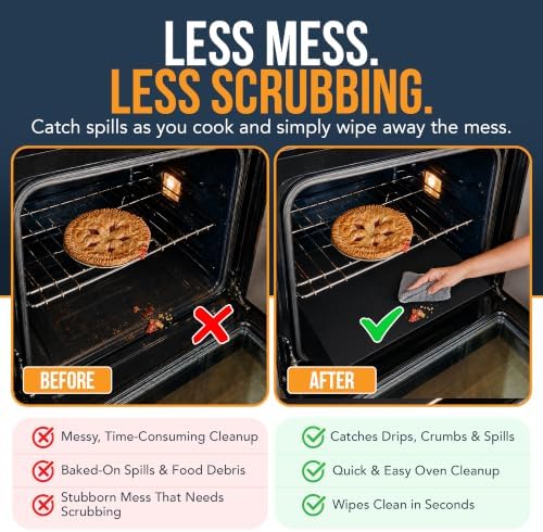 Oven Liners for Bottom of Oven - 2 Pack Large Heavy Duty Mats, 17”x25”