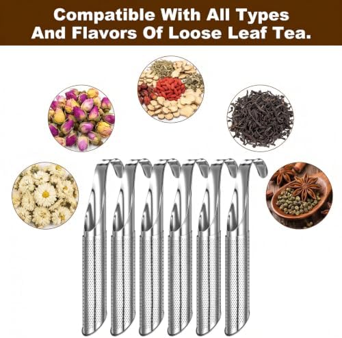 8 Pcs Silver Stainless Steel Mesh Tea Infusers with Brushes for Tea