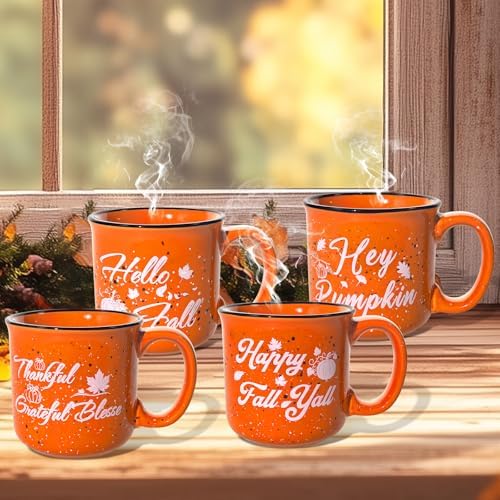 4Pcs Fall Coffee Mug, Pumpkin Autumn Coffee Mugs, Fall Seasonal Decor