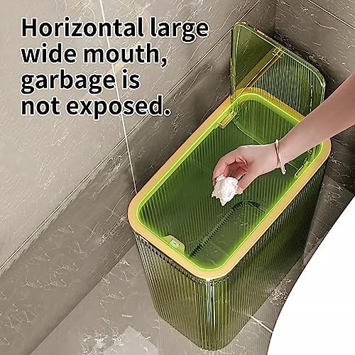 Bathroom Trash Cans with Lids, 2.6 Gallon, Green