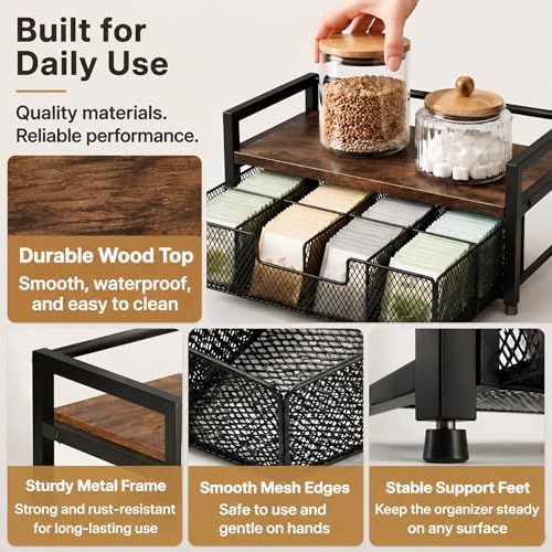 8-Drawer Tea & K-Cup Storage Organizer for Countertop