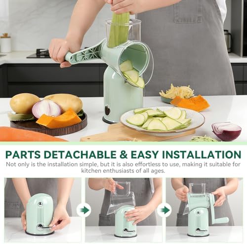 KEOUKE 5 in 1 Green Rotary Cheese Grater