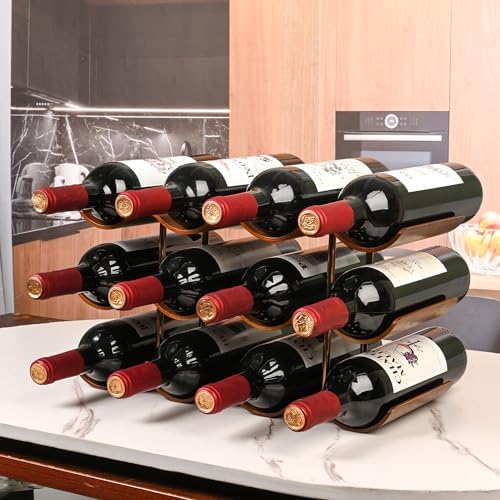 Countertop Wine Rack - 12 Bottle Freestanding Wine Bottle Holder Stand