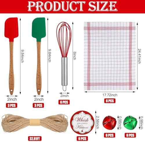 Remerry 18 Pcs 6 Set Christmas Whisk Baking Gifts,Grid,Wood