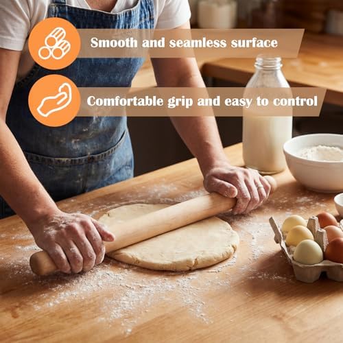 Geetery 24 Inch Long Pasta Rolling Pin 1.87 in Diameter Handmade