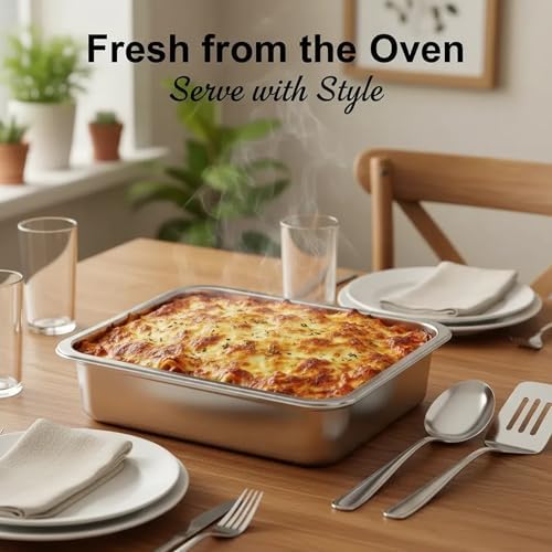 2-Pack 9.2-Quart Stainless Steel Lasagna Pans with Lids