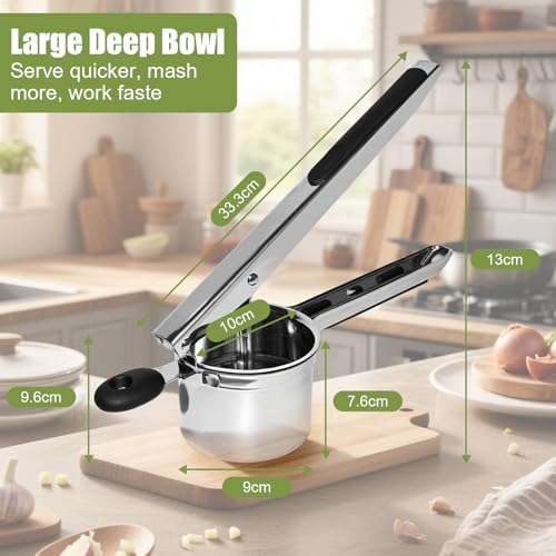 Large 15 oz Stainless Steel Fixed Disc Potato Ricer
