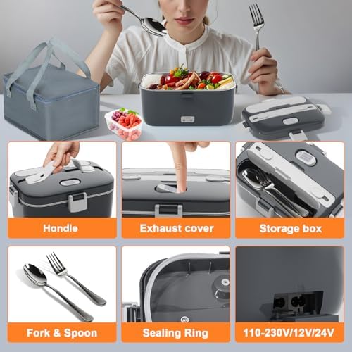 DUPASU Electric Lunch Box Food Warmer, 1.8L Heated Lunch Box for