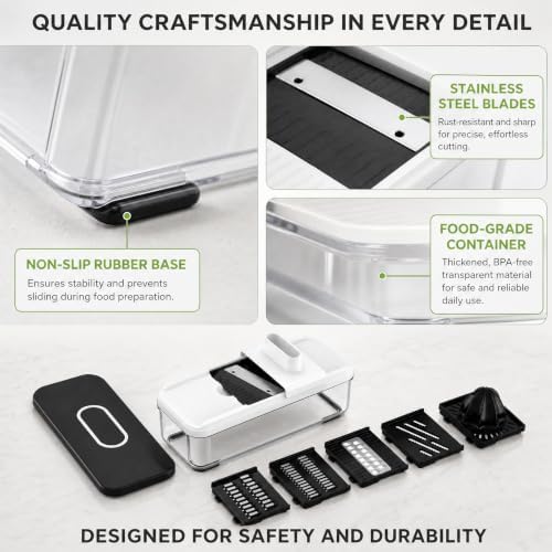 Solucky Mandoline Vegetable Slicer, 7-in-1, 5 Blades