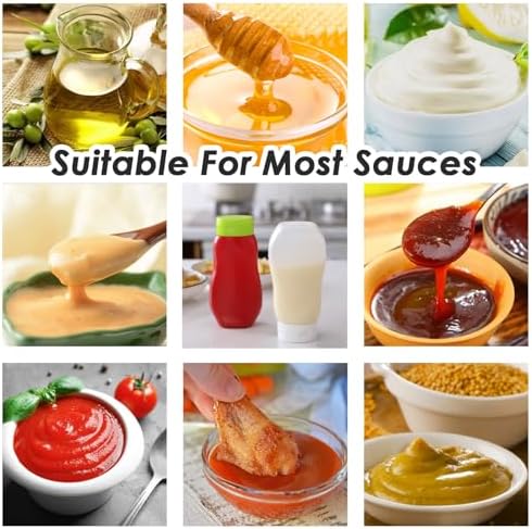 Condiment Squeeze Bottles for Ketchup Hot Sauce Liquids Oil with Caps