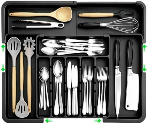 Extra Large Expandable Silverware Organizer: Kitchen Drawer Flatware
