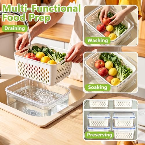 3-Pack Fruit Storage Containers with Removable Colander