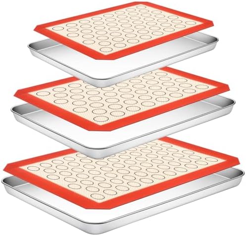 Baking Sheet with Silicone Baking Mat Set, 3 Pans + 3 Mats