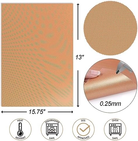 UBeesize 6-Pack Copper Grill Mats, Non-Stick Reusable BBQ Grilling Mat