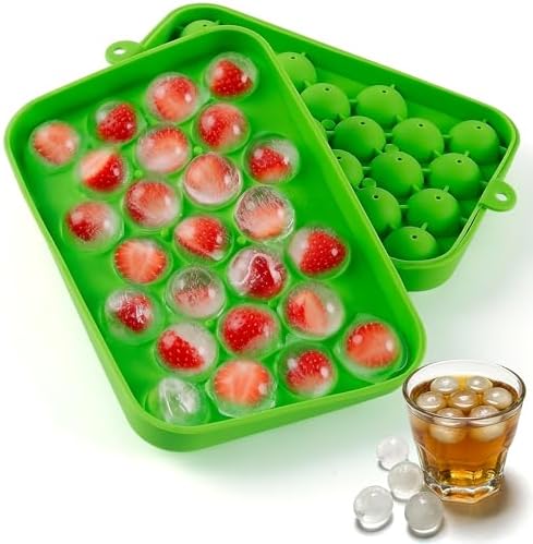 Small Ice Ball Mold,2Pack Easy-Release Small Round Ice Cube Tray for