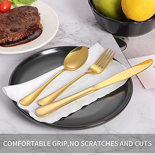 Gold Silverware Set 40 Piece, Flatware Cutlery Set For 8, Stainless