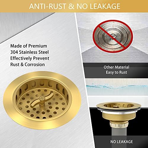 Gold Sink Drain Strainer, 3-1/2 Inch, Stainless Steel