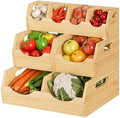 Potato and Onion Storage Bin, 3-Tier Stackable Bamboo Pantry Bins