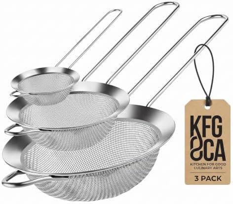 Fine Mesh Strainer Set 3-Piece,Stainless Steel Sifters